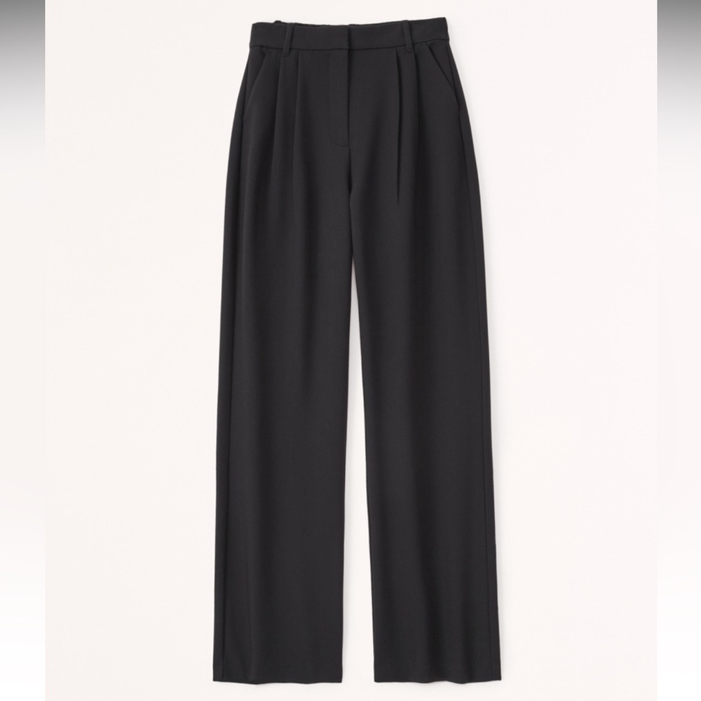 Abercrombie Curve Love Sloane Tailored Wide Leg Pant, 33S 33 Short 16 Black